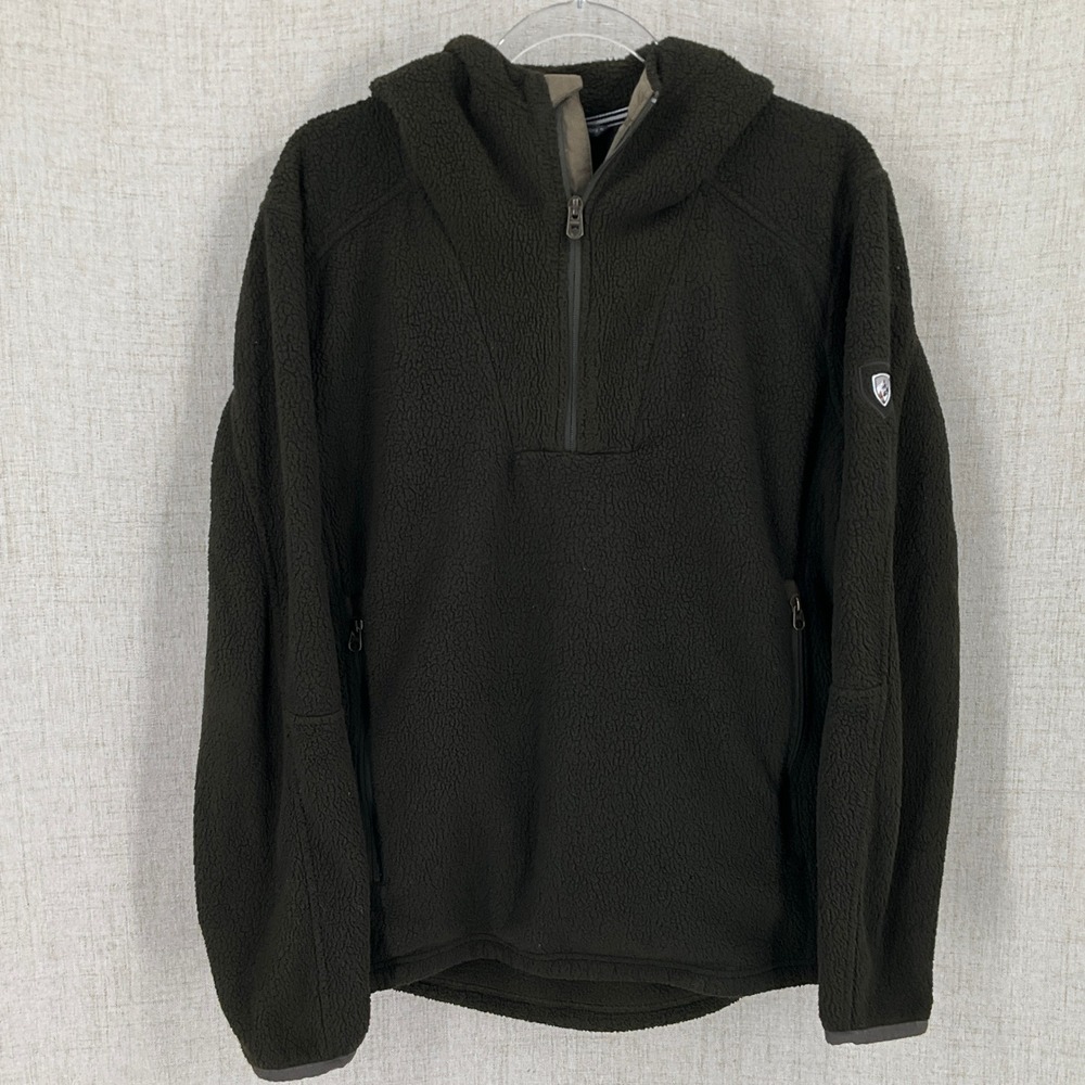 Kuhl Interceptr Fleece Hoodie Mens Large Green 1/4 Zip Alfpaca Classic Outdoor